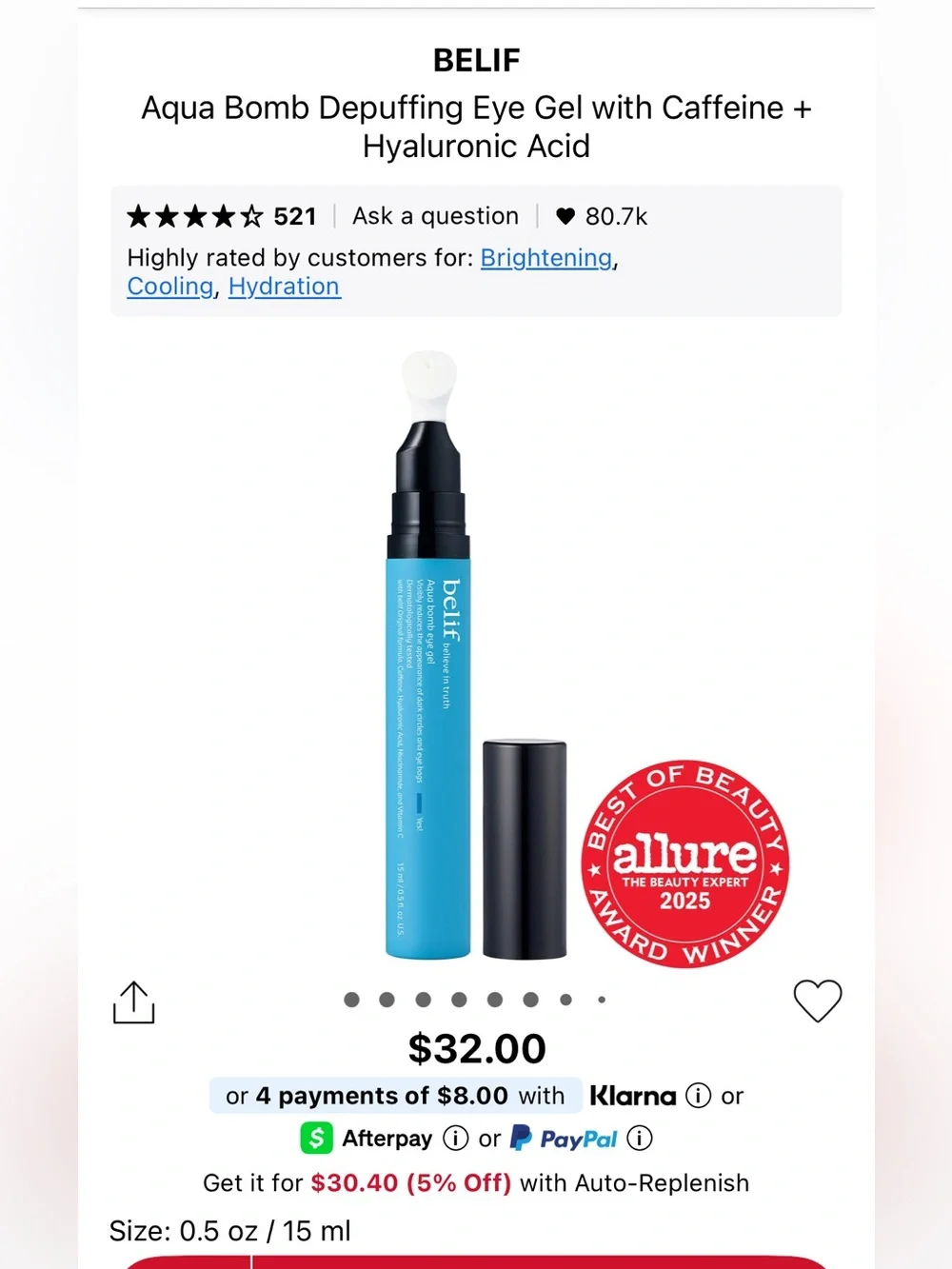 belif Aqua Bomb Depuffing Eye Gel – Blue